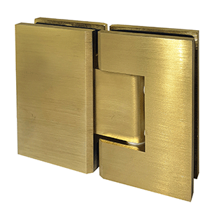 Perth Series 180-Degree Glass to Glass Hinge - Brushed Brass Finish for Shower Doors, Cabinet Doors & Glass Partitions
