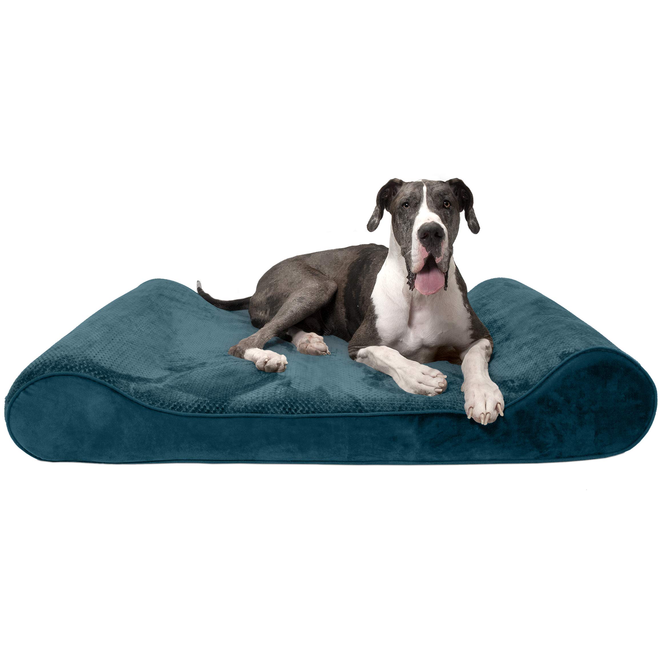 **Furhaven Orthopedic Dog Bed for Large Dogs - Plush Minky & Velvet Luxe Contour Mattress with Removable Washable Cover - Supportive Solid Slab Design - Spruce Blue XXX-Large - Perfect for Elderly Dogs & Joint Pain Relief**    *(Use Case: Ideal for senior dogs, pets with arthritis, or post-surgery recovery, providing ultimate comfort and support for better sleep.)*