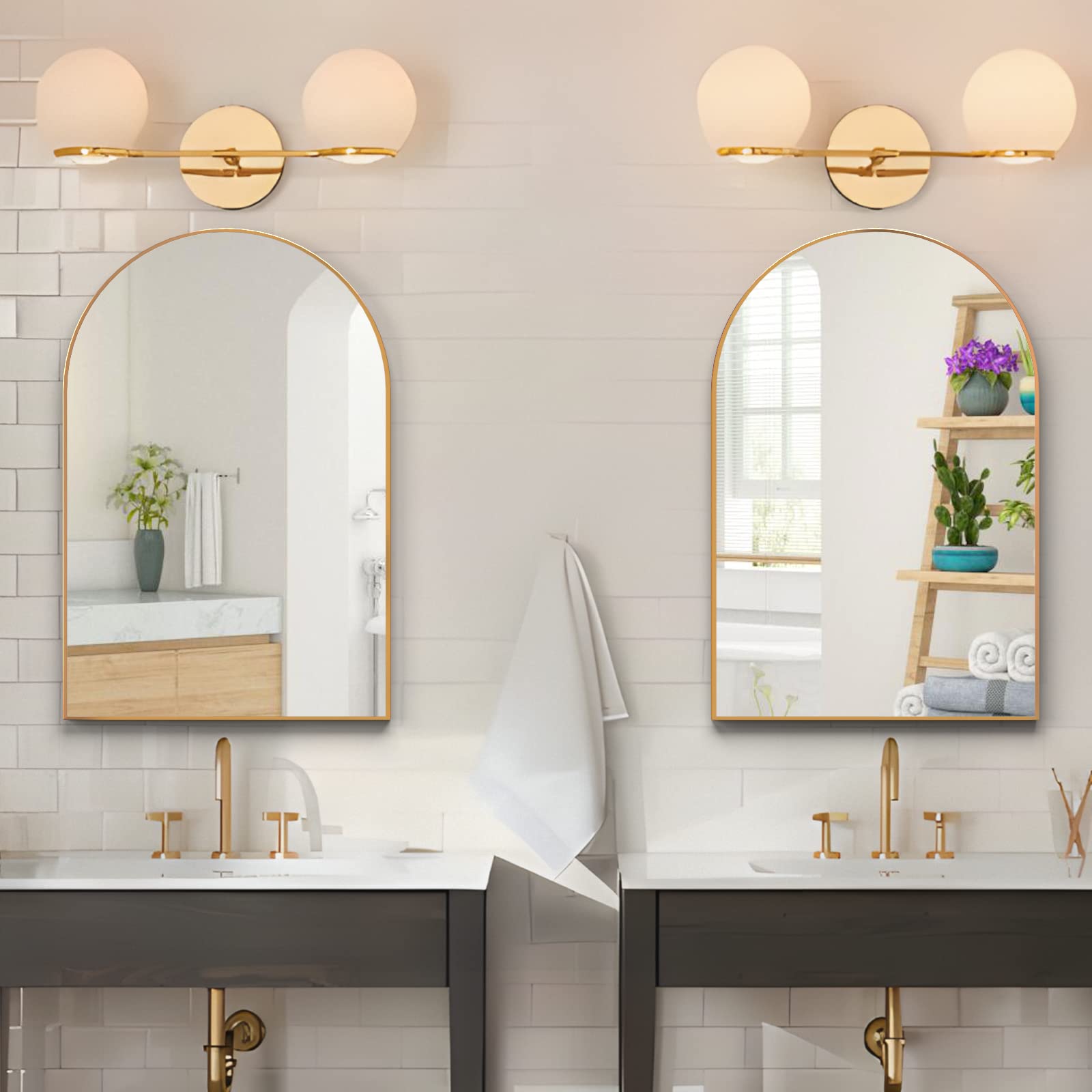 Gold Arched Wall Mirror Set - 20