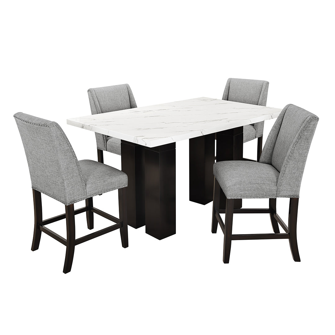 Faust Counter Height Dining Set - 3-Piece Bar Table & Stools for Kitchen, Breakfast Nook & Small Spaces - Modern Bistro Style Pub Height Dining Furniture Set for Home & Apartments