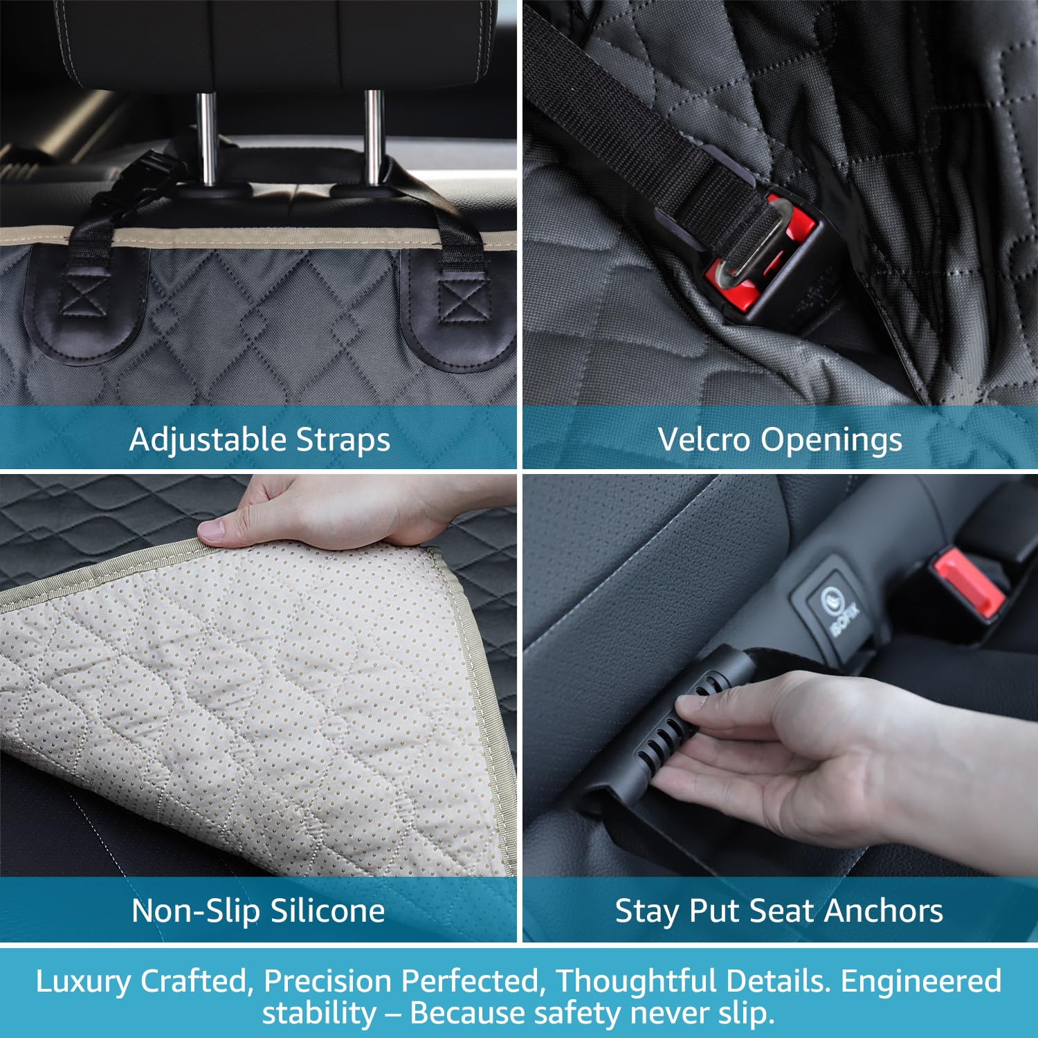 **Waterproof Dog Car Seat Cover for Back Seat - Durable Scratch Proof Nonslip Pet Hammock with Mesh Window | Universal Fit for Cars, Trucks & SUVs | Perfect for Travel, Camping & Daily Commutes**