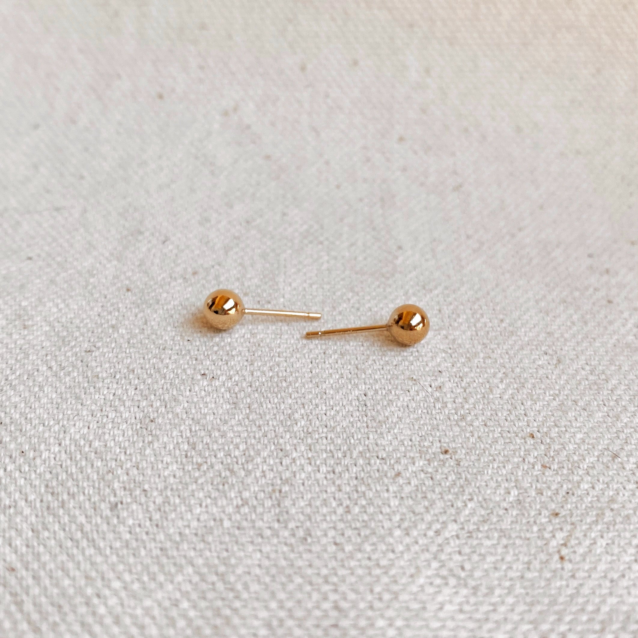14K Gold Filled 5.0mm Ball Stud Earrings for Women - Hypoallergenic Classic Round Stud Earrings - Perfect for Everyday Wear, Gifts & Special Occasions