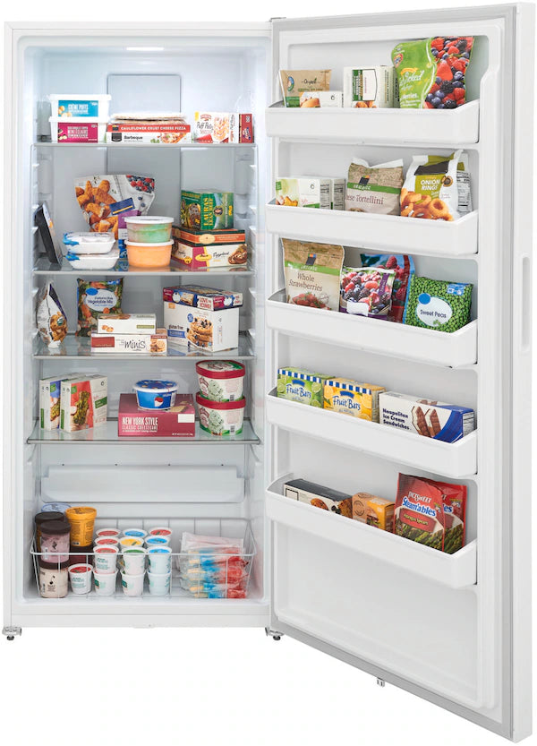 Frigidaire FRUF2020AW 20 Cubic Feet Upright Freezer - White, Energy Efficient Standalone Deep Freezer for Home, Garage, or Basement Storage