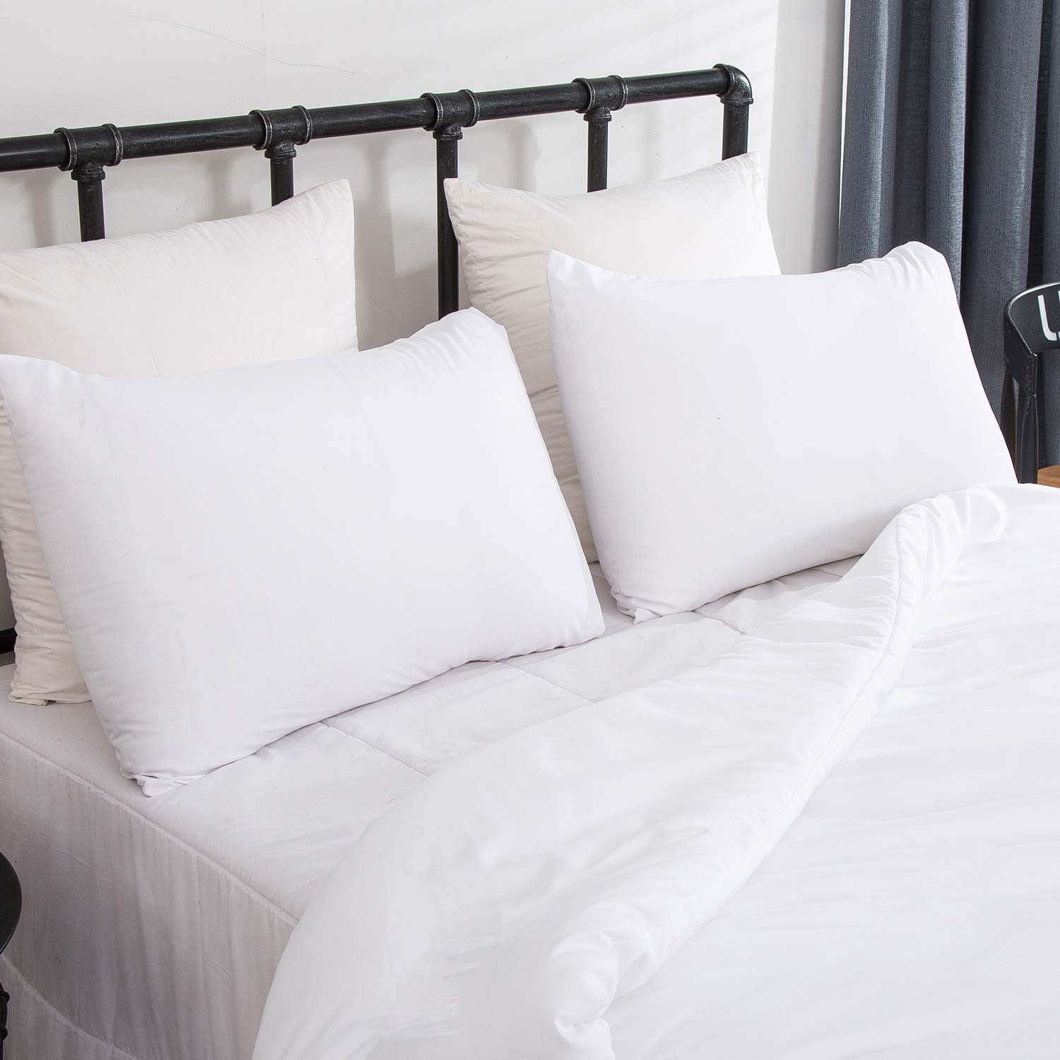 Luxlovery White Full Comforter Set - 3 Piece Solid Soft Breathable Modern Bedding Set with Quilt & Blanket | Perfect for Master Bedroom, Guest Room & Dorm Decor