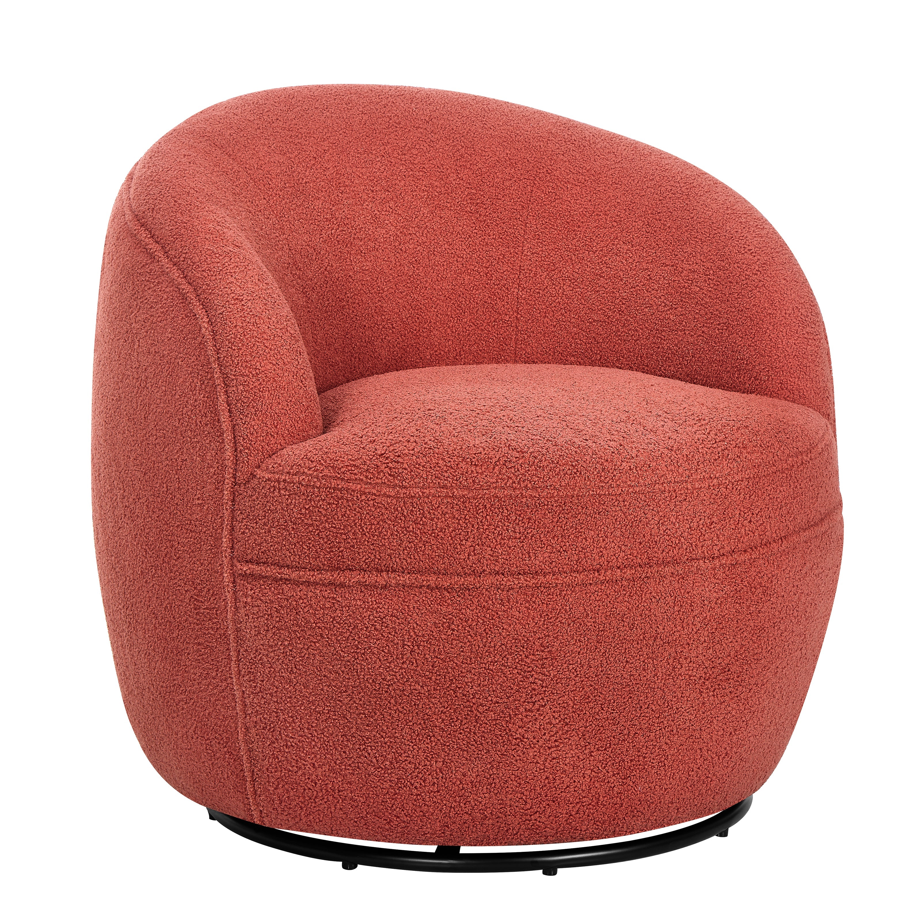 Roundhill Furniture Galleria 360 Swivel Faux Shearling Barrel Chair - Cozy Modern Accent Chair for Living Room, Bedroom & Office - Perfect for Reading, Relaxing & Home Decor