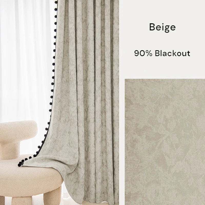 Patricia French Jacquard Floral Damask Blackout Curtains - Custom Room Darkening Window Drapes for Bedroom & Living Room Decor
