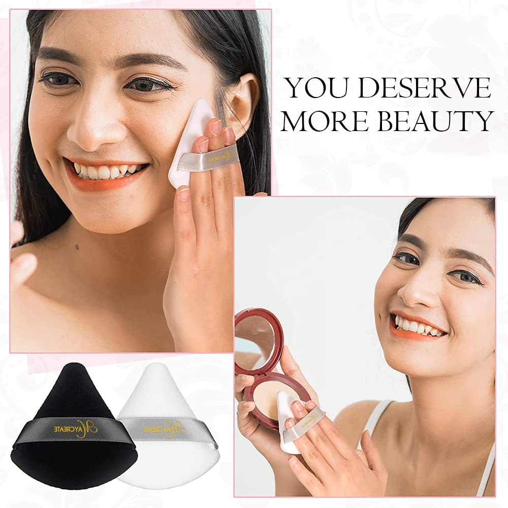MAYCREATE 2-Pack Triangle Makeup Sponge Puffs - Soft Cosmetic Powder Puff for Loose & Pressed Powder, Contouring, Under Eyes & Face Corners | Wet & Dry Use for Flawless Foundation & Body Makeup Application