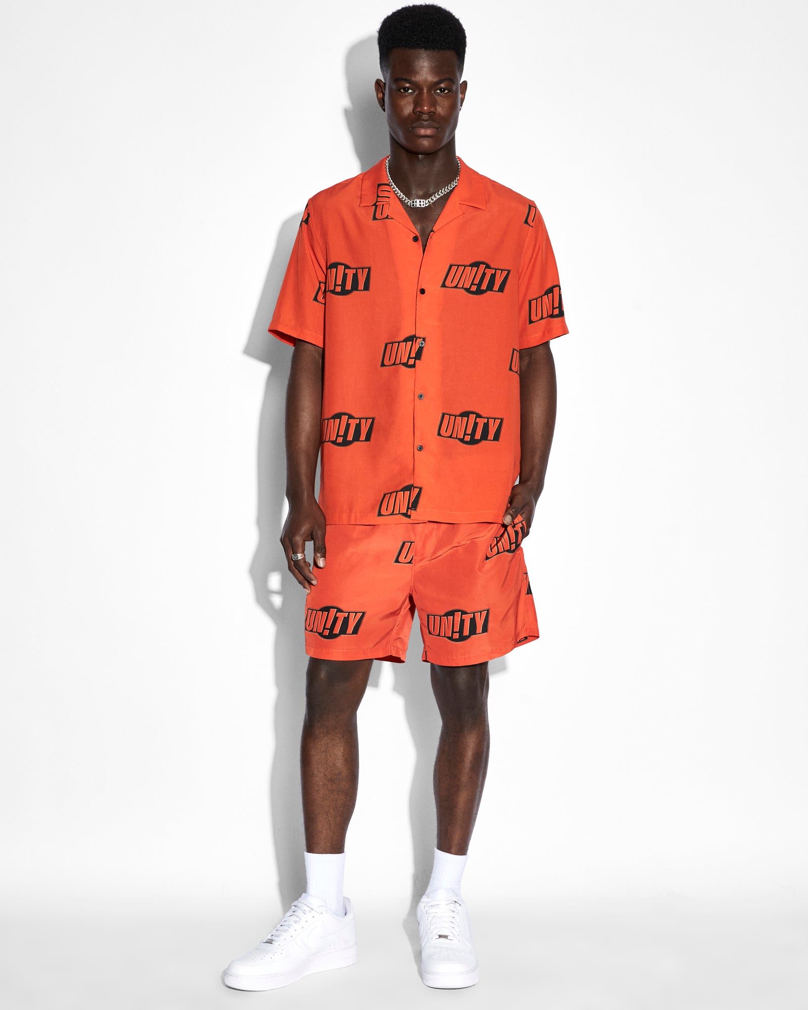UNITY SIGN Resort Short Sleeve Shirt - Orange | Comfortable Casual Wear for Beach Vacation & Summer Outings