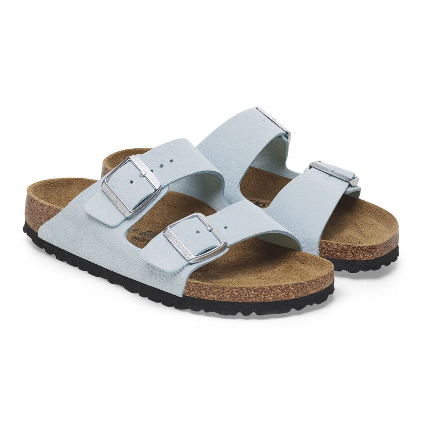Birkenstock Arizona Soft Suede Leather Sandals in Baby Blue - Comfortable & Stylish for Women, Men - Perfect for Casual Wear, Beach, and Summer Outfits