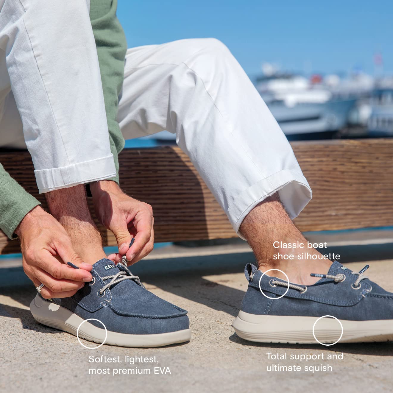 REEF Swellsole Pier Boat Shoe for Men & Women - Comfortable Memory Foam Footbed, Lightweight & Flexible Water Shoes - Perfect for Boating, Beach, and Outdoor Activities