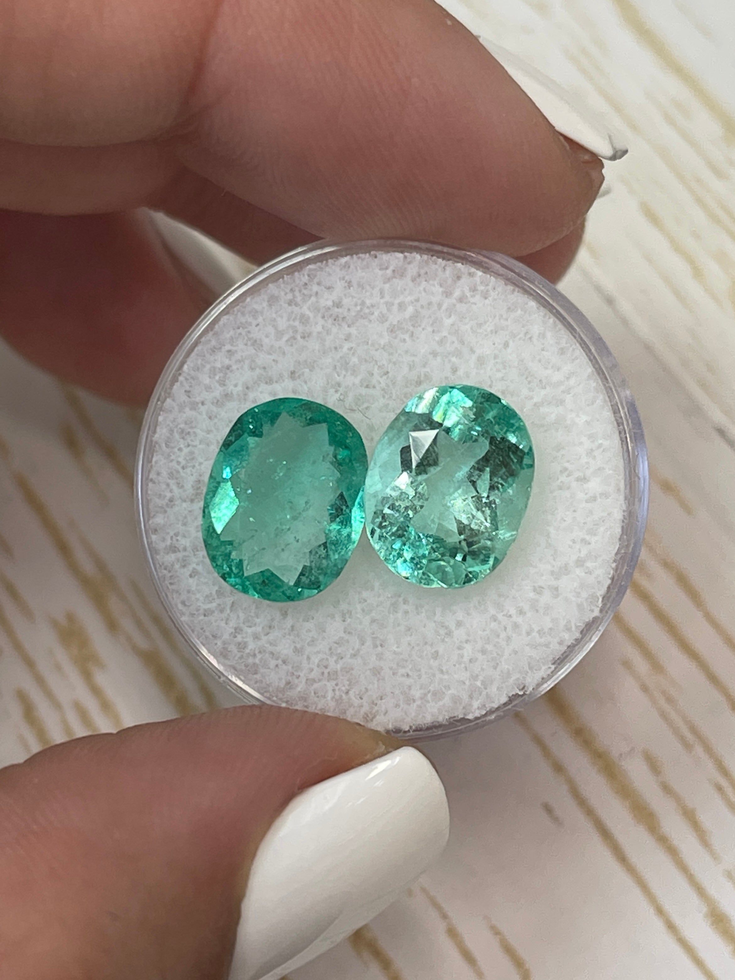 7.49tcw 11x9mm Matching Pair of Loose Colombian Emerald Gemstones - Oval Cut Natural Green Emeralds for Jewelry Making, Engagement Rings & Luxury Gifts