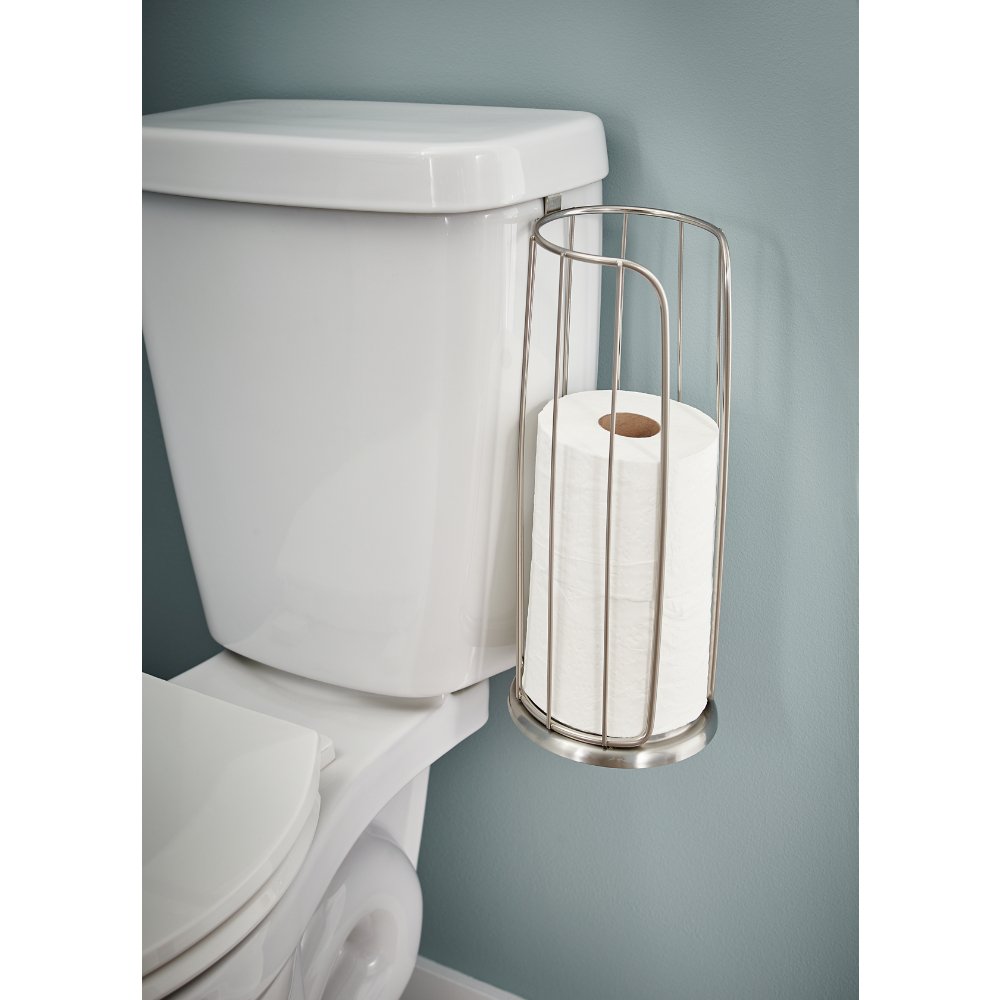 Franklin Brass 193152-SN Over-the-Tank Toilet Paper Holder in Satin Nickel - Space-Saving Bathroom Storage Solution for Small Spaces & Modern Homes
