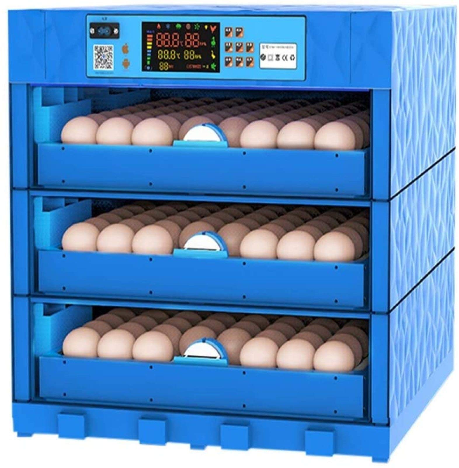 LYRONG 192 Egg Fully Automatic Poultry Hatcher Machine with Auto Egg Turning & Temperature Humidity Control - for Chicken, Pheasant, Quail, Pigeon Eggs - Dual Power Supply (AC/DC) - Perfect for Home Farming, Backyard Poultry Breeding & Small Hatchery Business