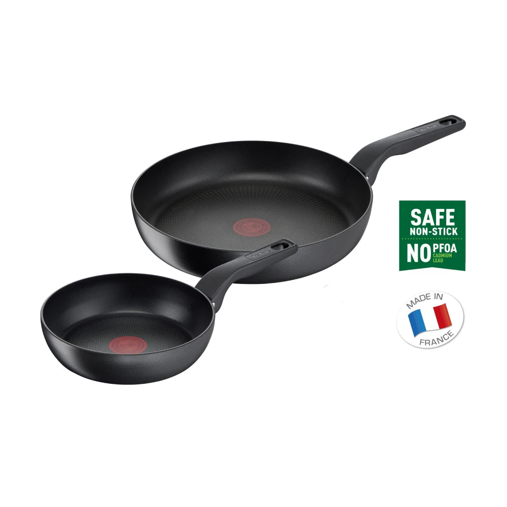 Tefal Hard Titanium Pro Induction Non-Stick Fry Pan Set - 24cm & 28cm Twin Pack - Durable Titanium Coating for Even Heat Distribution - Perfect for Searing, Frying & Cooking Family Meals