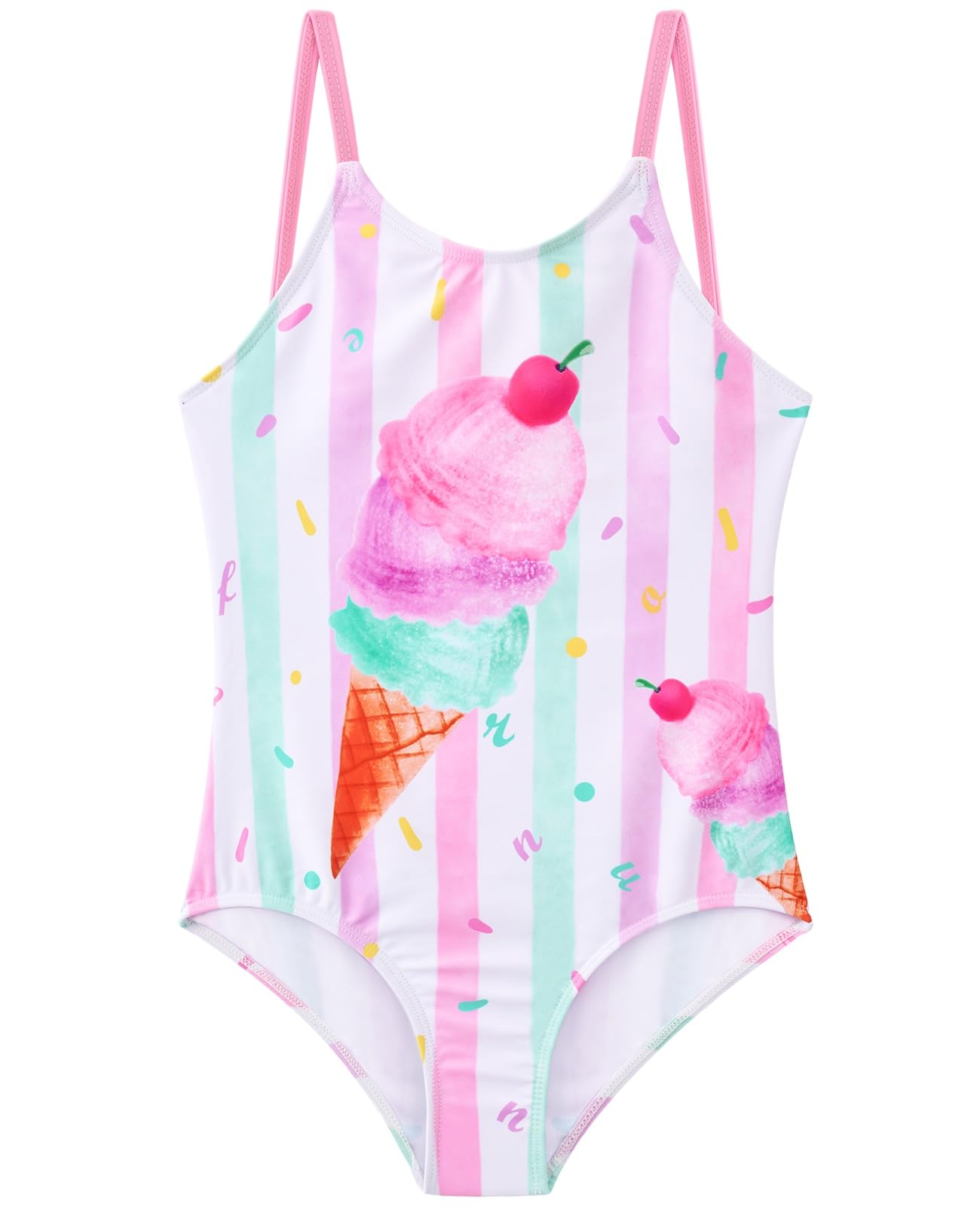 WAWSAM Unicorn Girls One Piece Bathing Suit - Rainbow Swimsuit for Kids & Toddlers | UV Protection Swimwear for Beach, Pool & Summer Water Activities