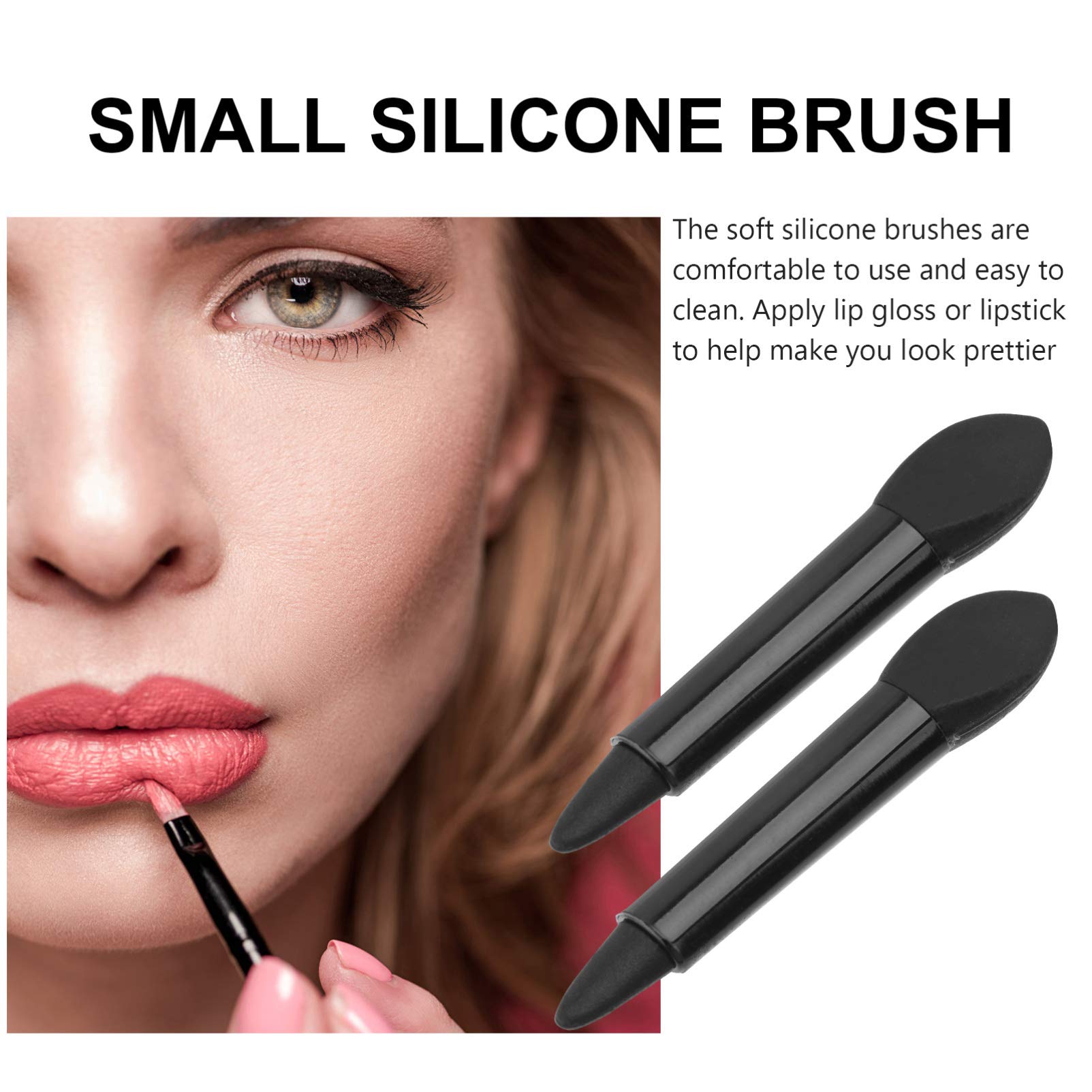 Beaupretty 20Pcs Double Ended Silicone Lip Brush Set - Lipstick Applicator & Cosmetic Makeup Brushes for Women & Girls (Black) | Perfect for Lipstick Application, Makeup Artistry & Professional Beauty Kits