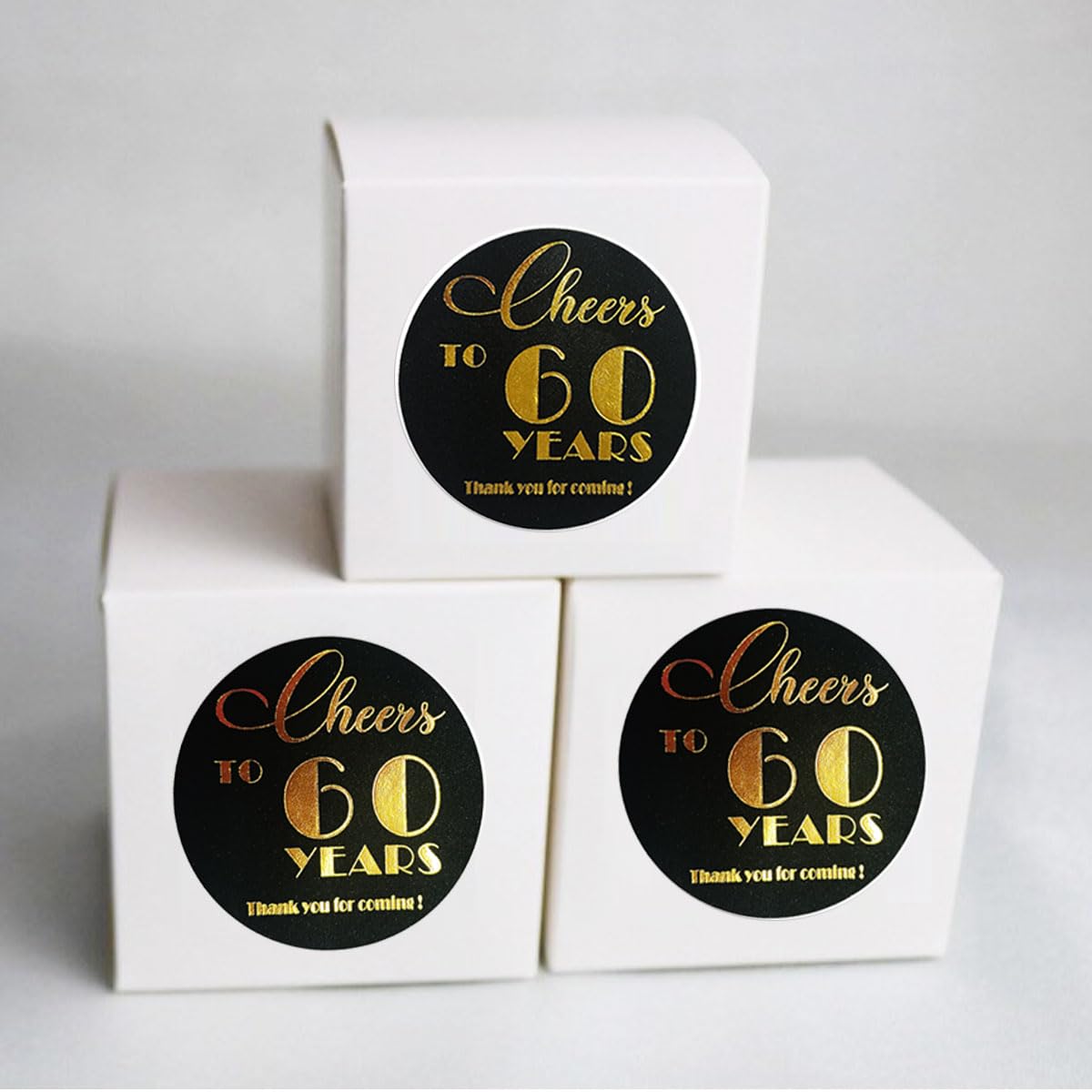 60th Birthday & Anniversary Party Stickers - Set of 100 Round 1.6