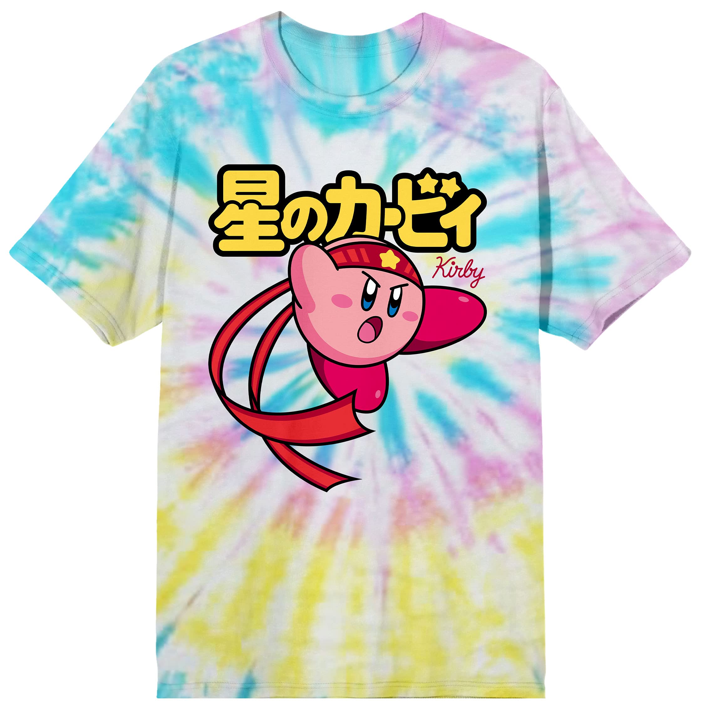 Kirby Anime Cartoon Kick Kanji Tie Dye Graphic T-Shirt for Men & Women - Casual Streetwear, Cosplay, and Gaming Outfit