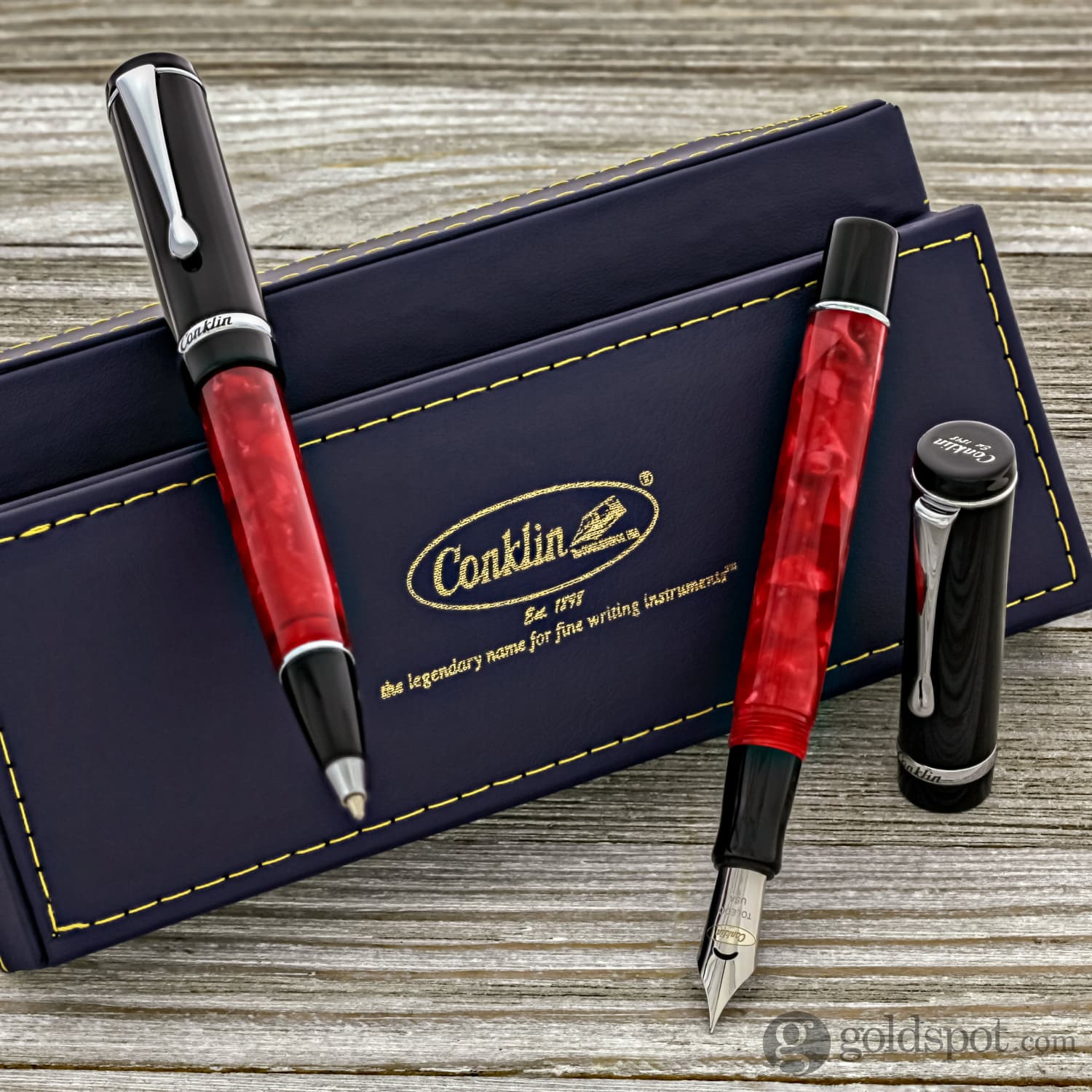 Conklin Duragraph Ballpoint Pen - Red Nights Finish, Smooth Writing, Professional Office & Gift Pen for Men & Women - Perfect for Business, Journaling & Everyday Use