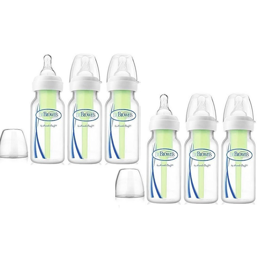 Dr. Brown's Anti-Colic Baby Bottles - 6 Pack (4 Oz) with Vent System for Gas Relief | BPA-Free Newborn & Infant Feeding Bottles | Perfect for Breastmilk & Formula at Home or On-the-Go
