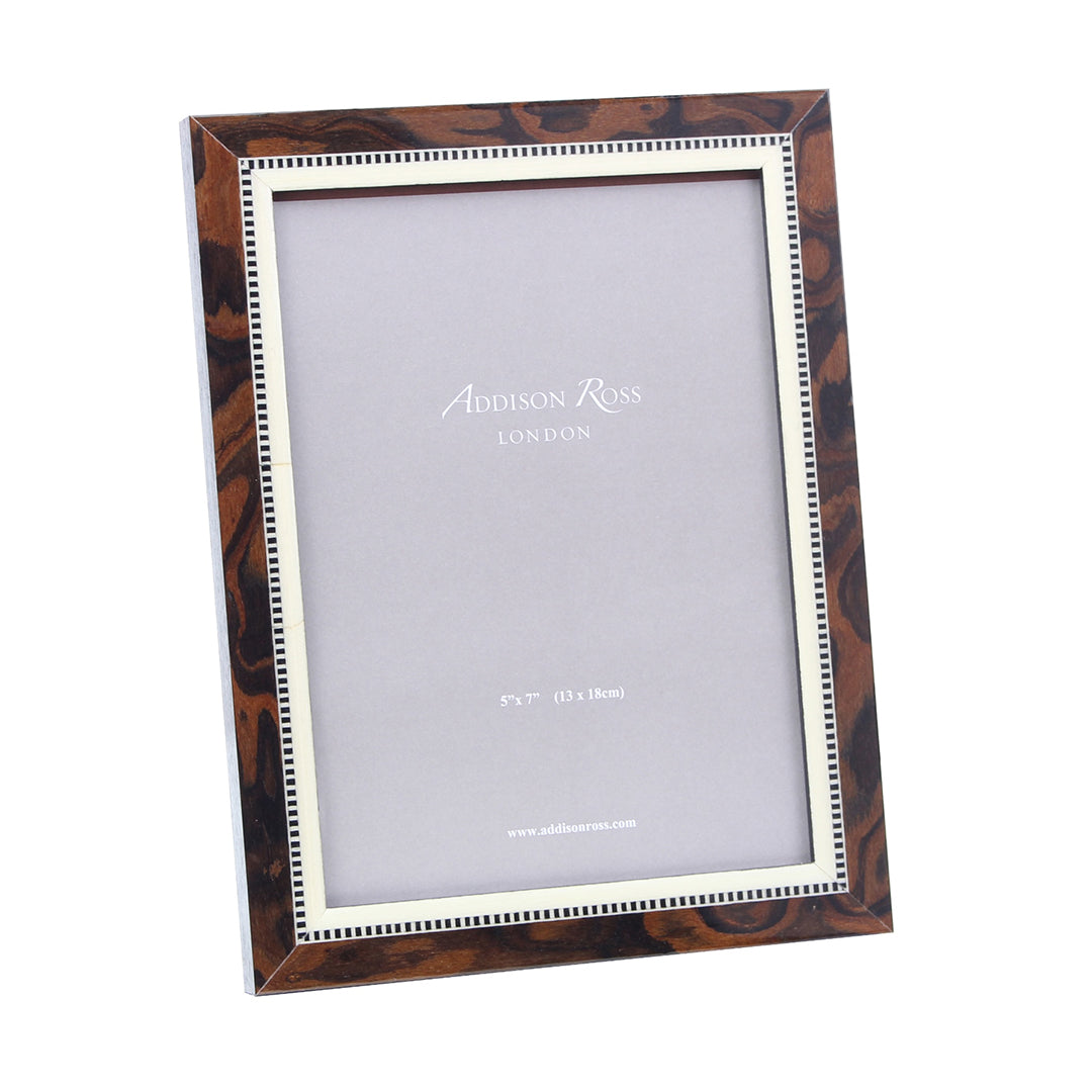 Handcrafted Wood Veneer & Mother of Pearl Picture Frame - Elegant Photo Display for Home Decor, Wedding Gifts & Wall Art