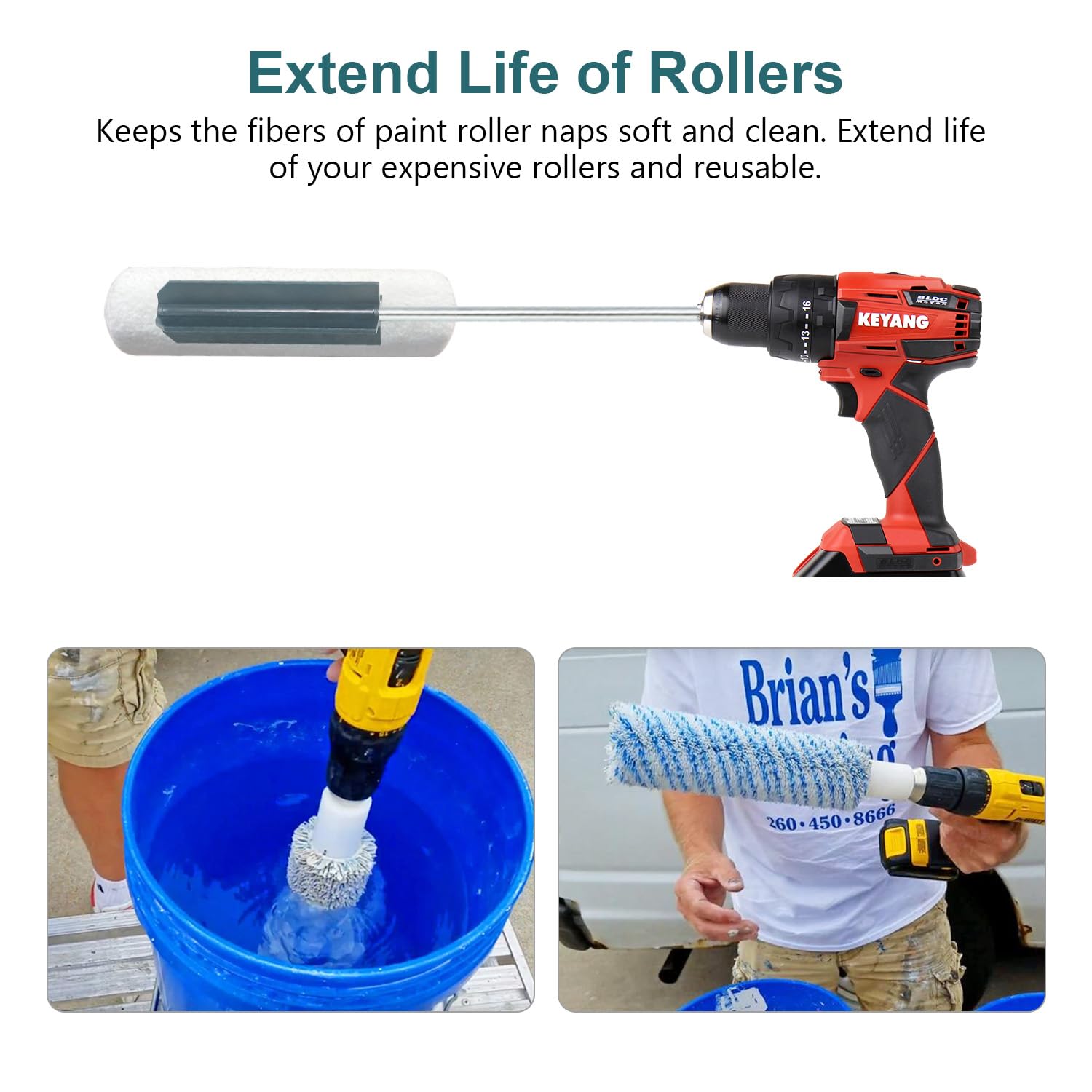Paint Roller Cleaner and Dryer - Power Drill Attachment for 9’’ to 18’’ Paint Rollers | Easy Cleaning Tool for Paint Roller Covers | Perfect for DIY Painting Projects and Professional Use