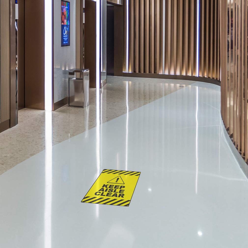 Yellow Anti-Slip Floor Decals - 36Inch Keep Aisle Clear Vertical Safety Signs for Warehouses, Factories & Retail Stores - Non-Slip Industrial Floor Stickers for Workplace Safety & Traffic Control