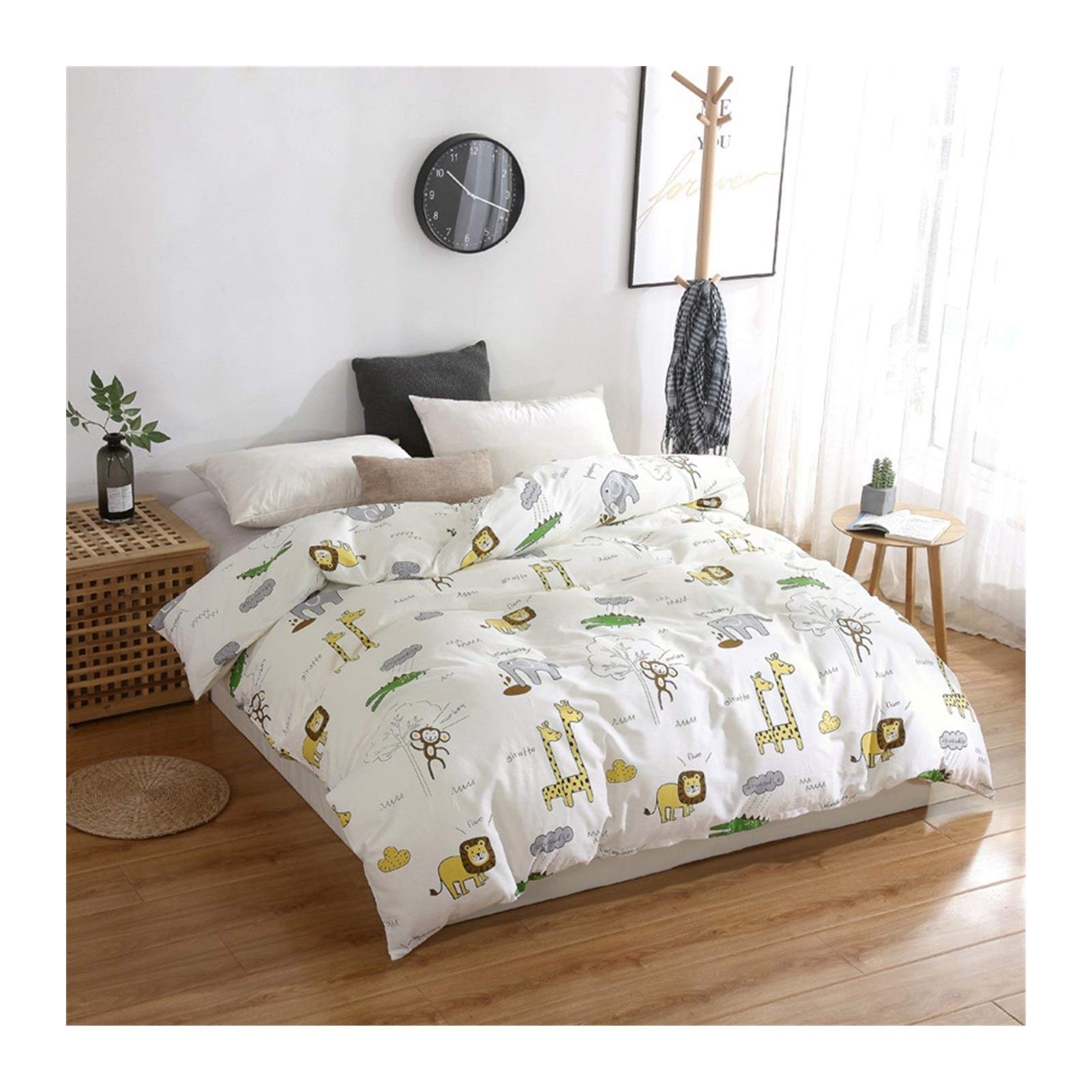 Premium 100% Cotton Striped Printed Floret Duvet Cover Set - Soft & Breathable Bedding for King Size (220x240cm) - Elegant Home Decor for Master Bedroom & Guest Room