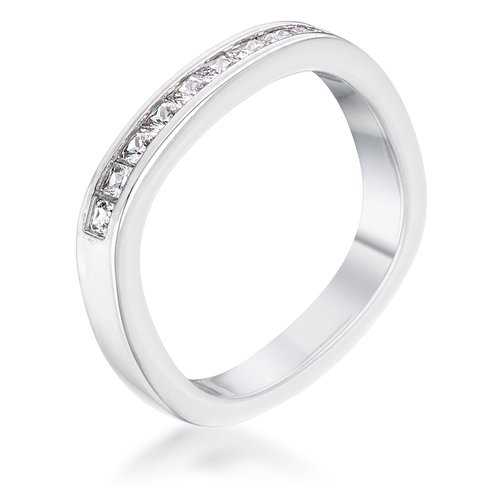 0.9Ct Princess Cut Channel Set Rhodium Plated Stackable Wedding Band Ring - Perfect for Anniversary Gifts & Bridal Jewelry Sets