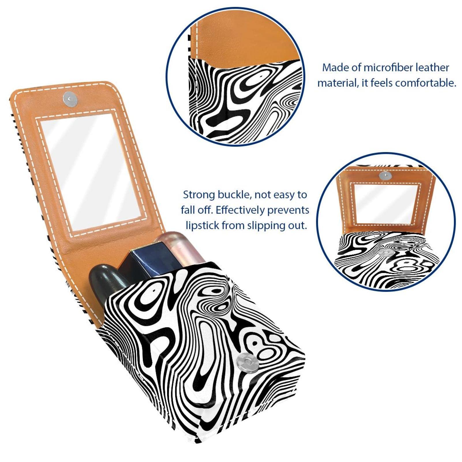 Personalized Marble Print Lipstick Case - Portable Makeup Bag & Cosmetic Organizer with Abstract Art Design (Black/White) | Perfect for Travel, Daily Use & Gift Giving