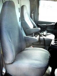 **Durafit C1138 D8 Dark Gray Twill Seat Covers for 2010-2021 Chevy Express Front Captain Chairs (No Grab Handle on Passenger Seat) – Premium Fit, Comfort & Protection for Long Drives**