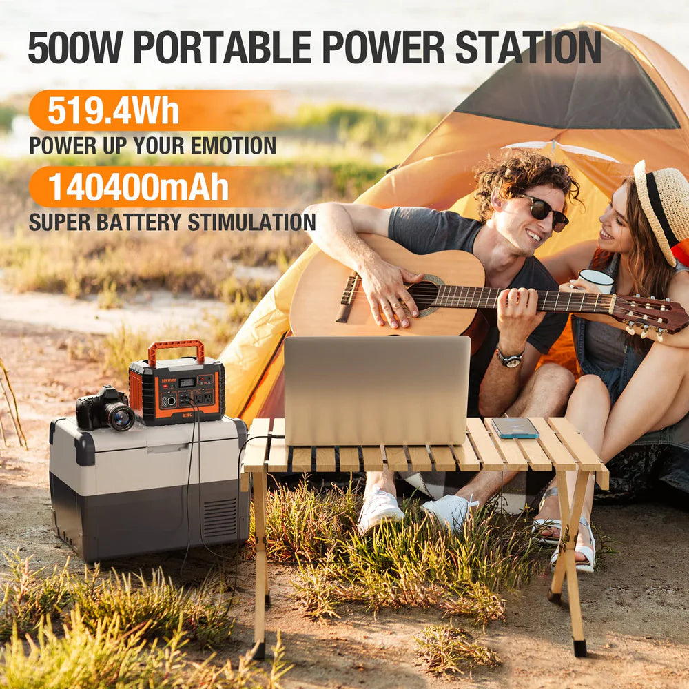 EBL MP500 Portable Power Station 519Wh 500W Solar Generator - Emergency Backup for Camping, Home, RV & Outdoor Adventures