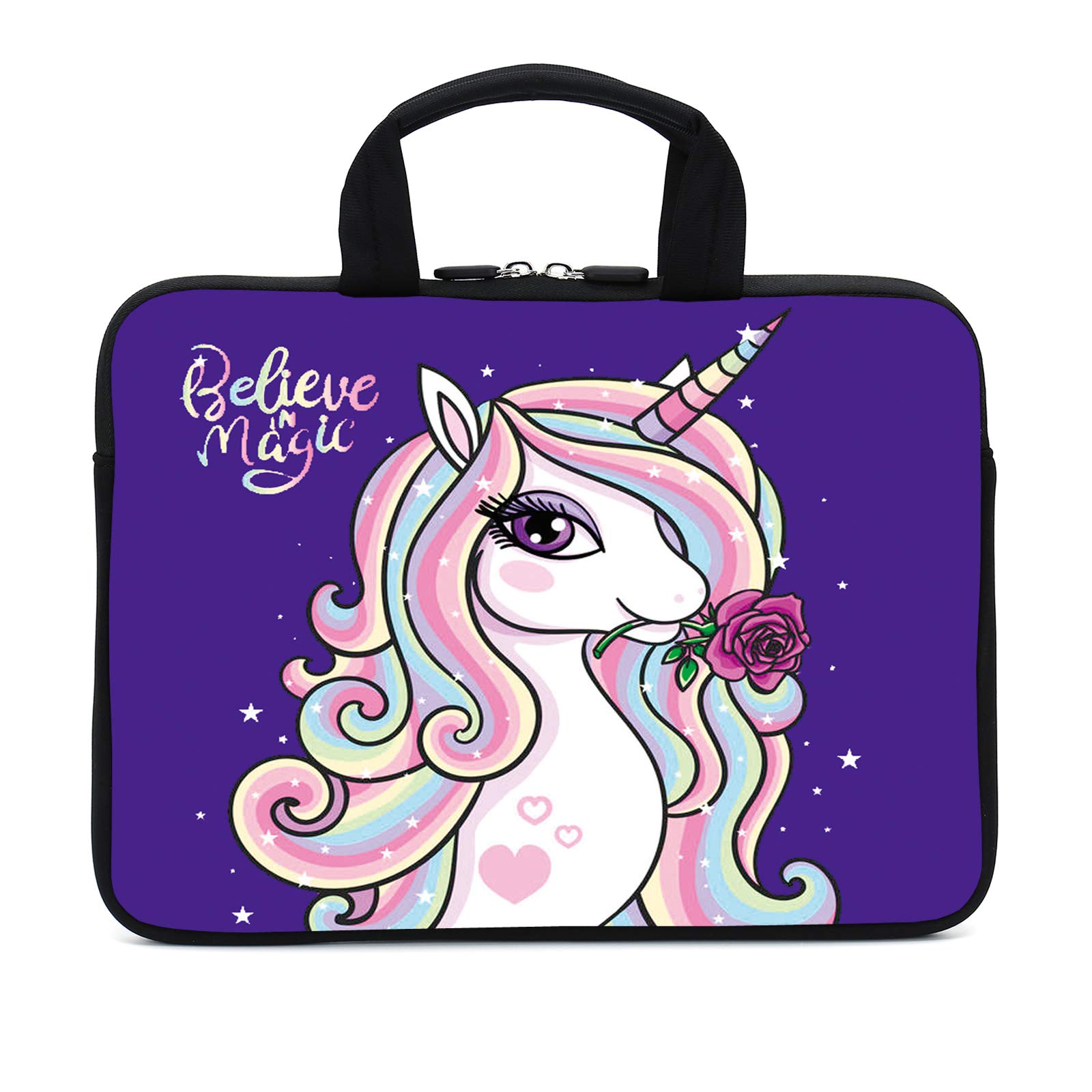 11.6-12.1 Inch Neoprene Laptop Sleeve Case for Chromebook, Notebook & Tablet - Lightweight Protective Computer Carrying Bag for Men, Women & Kids (Unicorn Design) - Perfect for School, Office & Travel