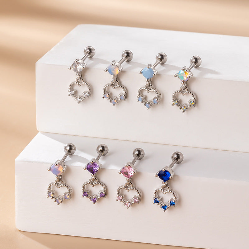 20G Heart Conch Stud Tragus Helix Ball Back Earrings - Stainless Steel Cartilage Ear Piercing Jewelry for Women | Perfect for Daily Wear, Parties & Gifts (HSPJ785)