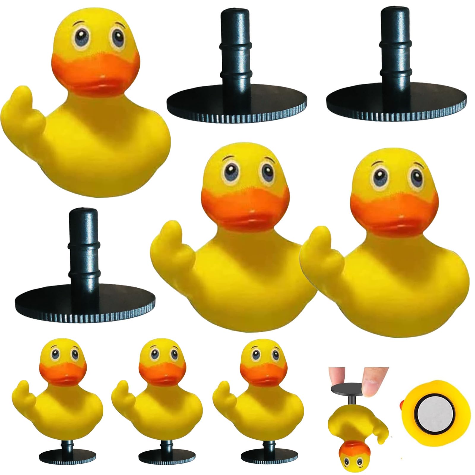 Funny Rubber Ducks for Car Dashboard - 3Pcs with Holders - Bath & Car Decor Gift