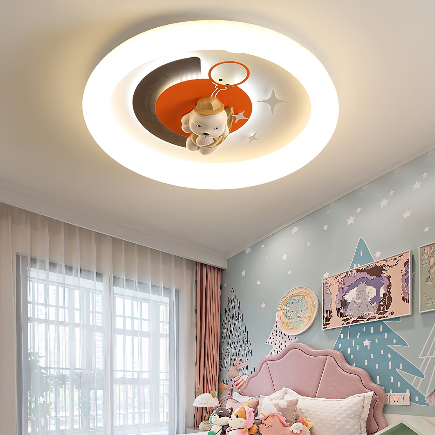 Fun Cartoon Ceiling Lamp for Kids Room - Playful Animal Design LED Night Light for Nursery & Bedroom Decor