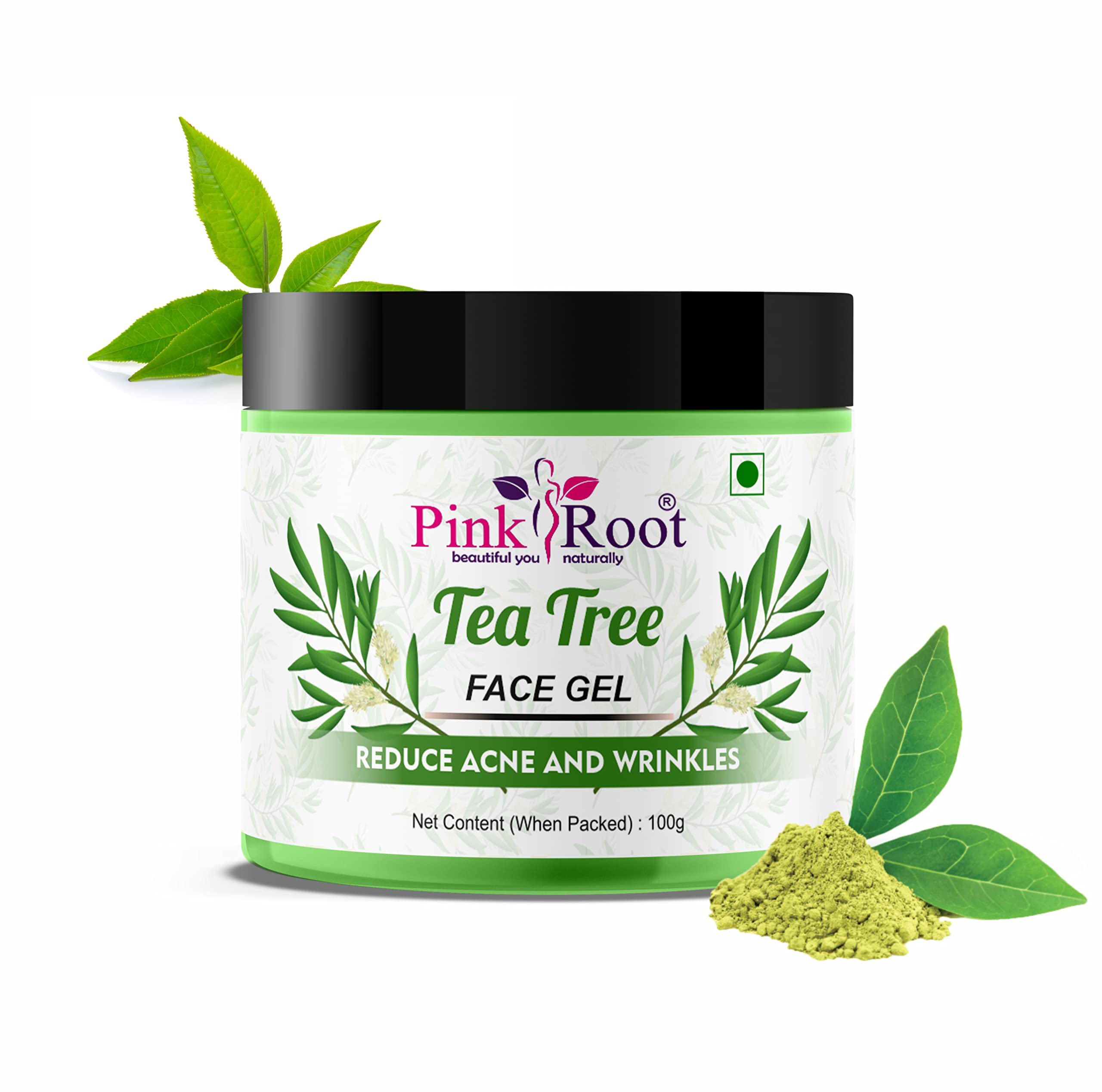 Organic Pink Root Tea Tree Face Gel 100ml - Acne Treatment & Oil Control for Clear Skin | Hydrating Facial Gel for Oily & Sensitive Skin | Perfect for Daily Skincare Routine & Post-Workout Refresh