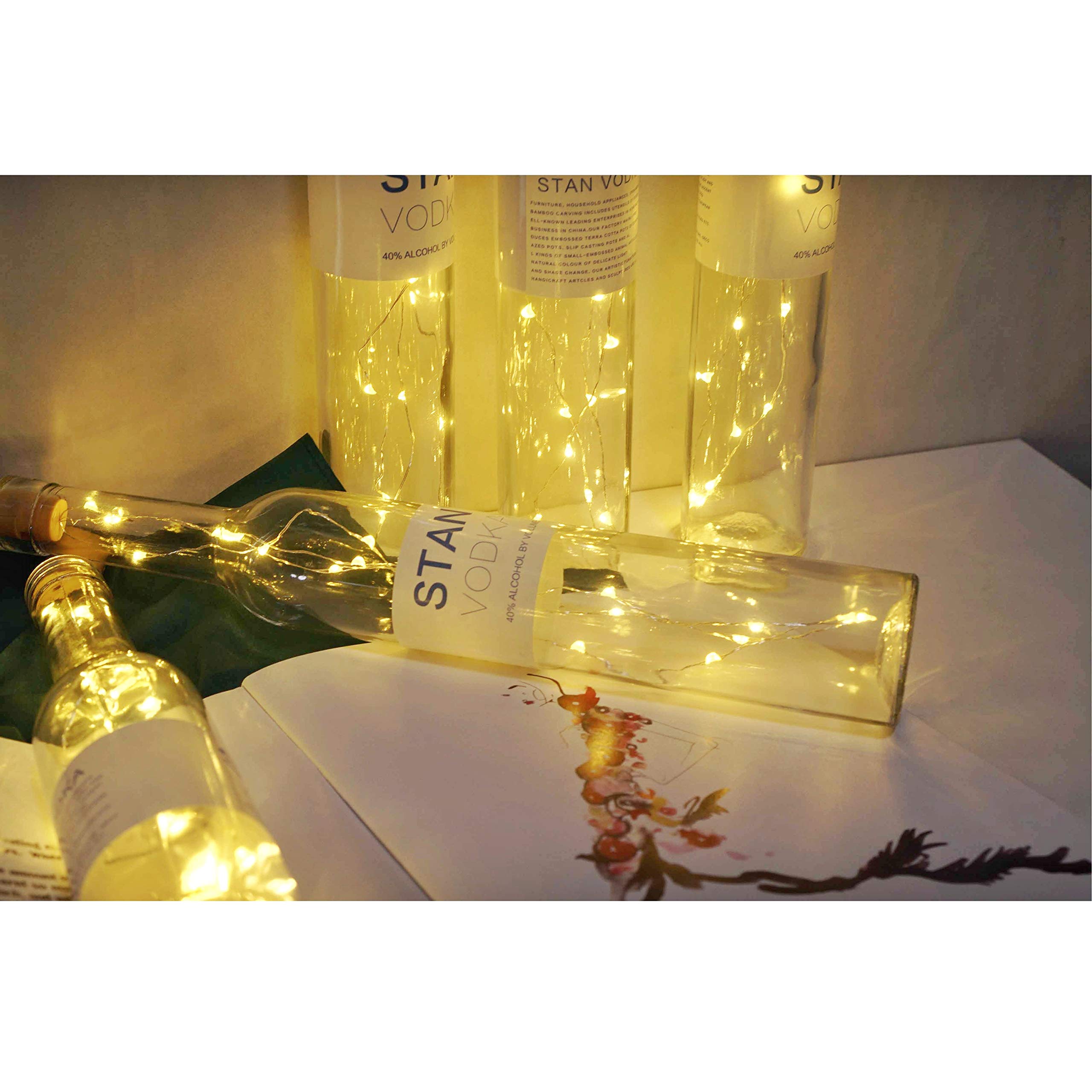12 Pack 20 LED Wine Bottle Cork Lights - Battery Operated Fairy String Lights with Copper Wire for DIY, Christmas, Halloween, Wedding & Party Decor - Indoor Outdoor Starry Lights (Warm White) - Perfect for Table Centerpieces, Backyard Lighting & Holiday Ambiance