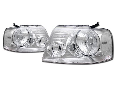 Crystal Chrome Clear Headlights & Signal Lamps for 2004-2008 Ford F150 Truck - Left & Right Pair - High Visibility & Style Upgrade for Night Driving and Off-Road Adventures