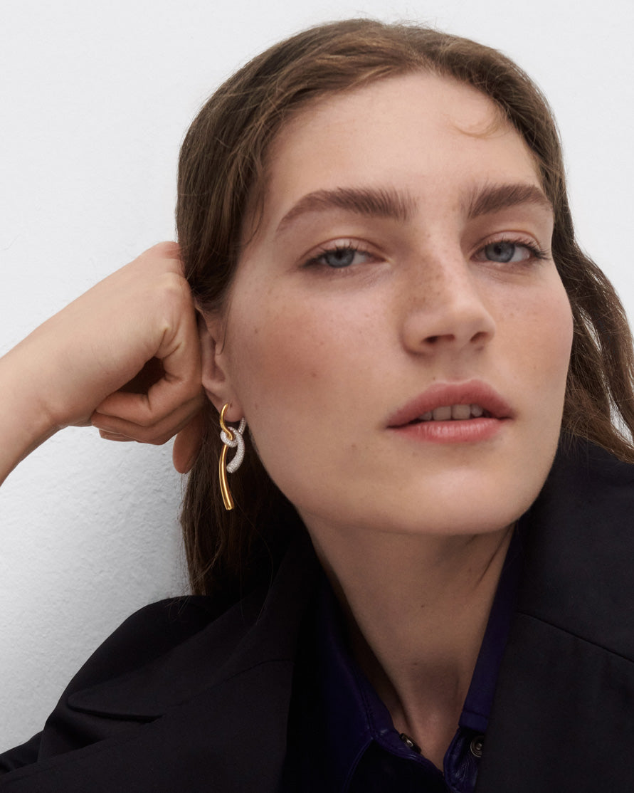 GRID5 Pavé Twist Hoop Earrings for Women - Sparkling Cubic Zirconia Dangle Earrings for Party, Wedding & Everyday Wear