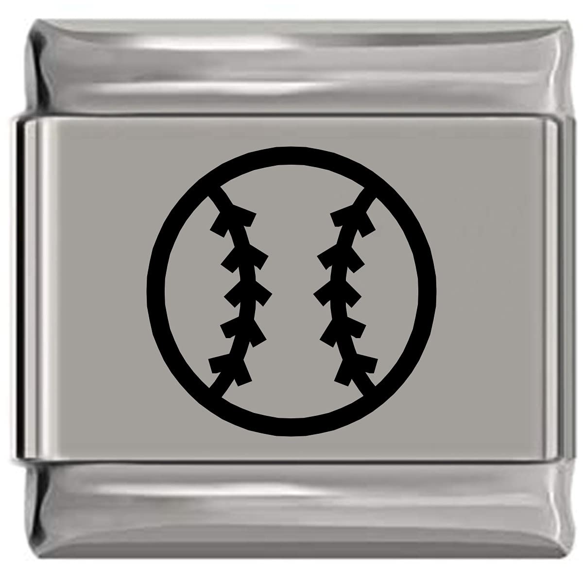 NewCharms 9mm Standard Size Baseball Laser Engraved Italian Charm Bracelet - Perfect for Sports Fans, Gift Giving & Everyday Wear