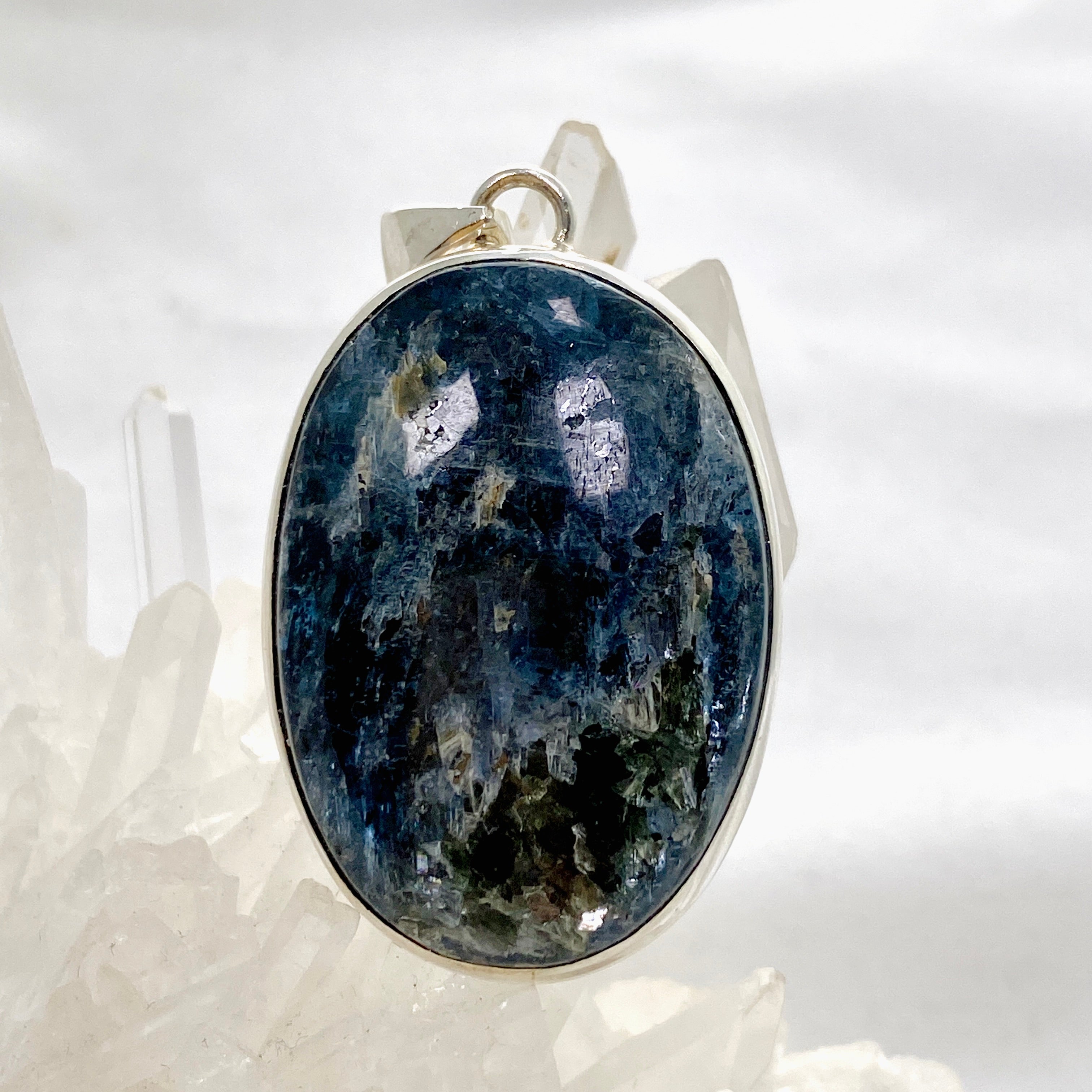 Natural Blue Kyanite Oval Cabochon Pendant Necklace - Healing Crystal Jewelry for Meditation, Energy Balancing & Spiritual Healing - KPGJ4616