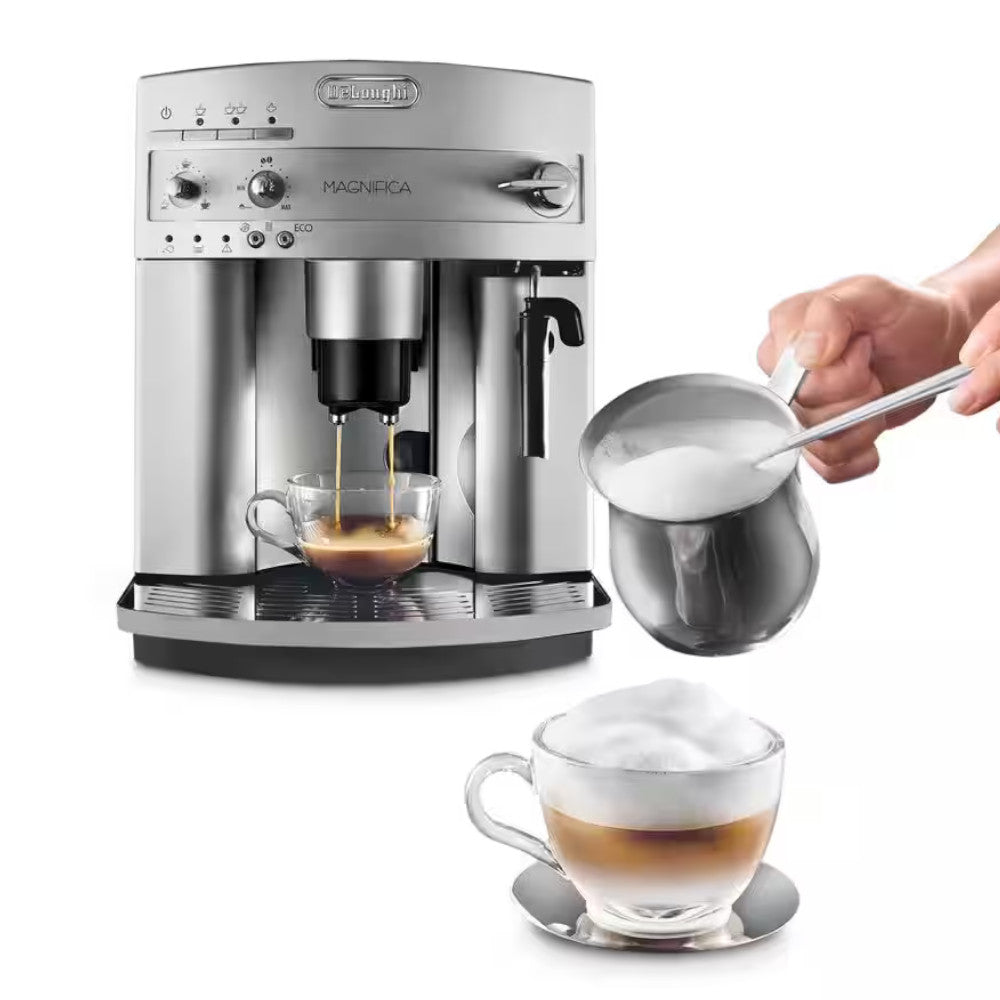 DELONGHI ESAM3300 Magnifica Super Automatic Espresso Machine - Factory Serviced with Home Essentials Warranty | Perfect for Home Baristas & Coffee Lovers