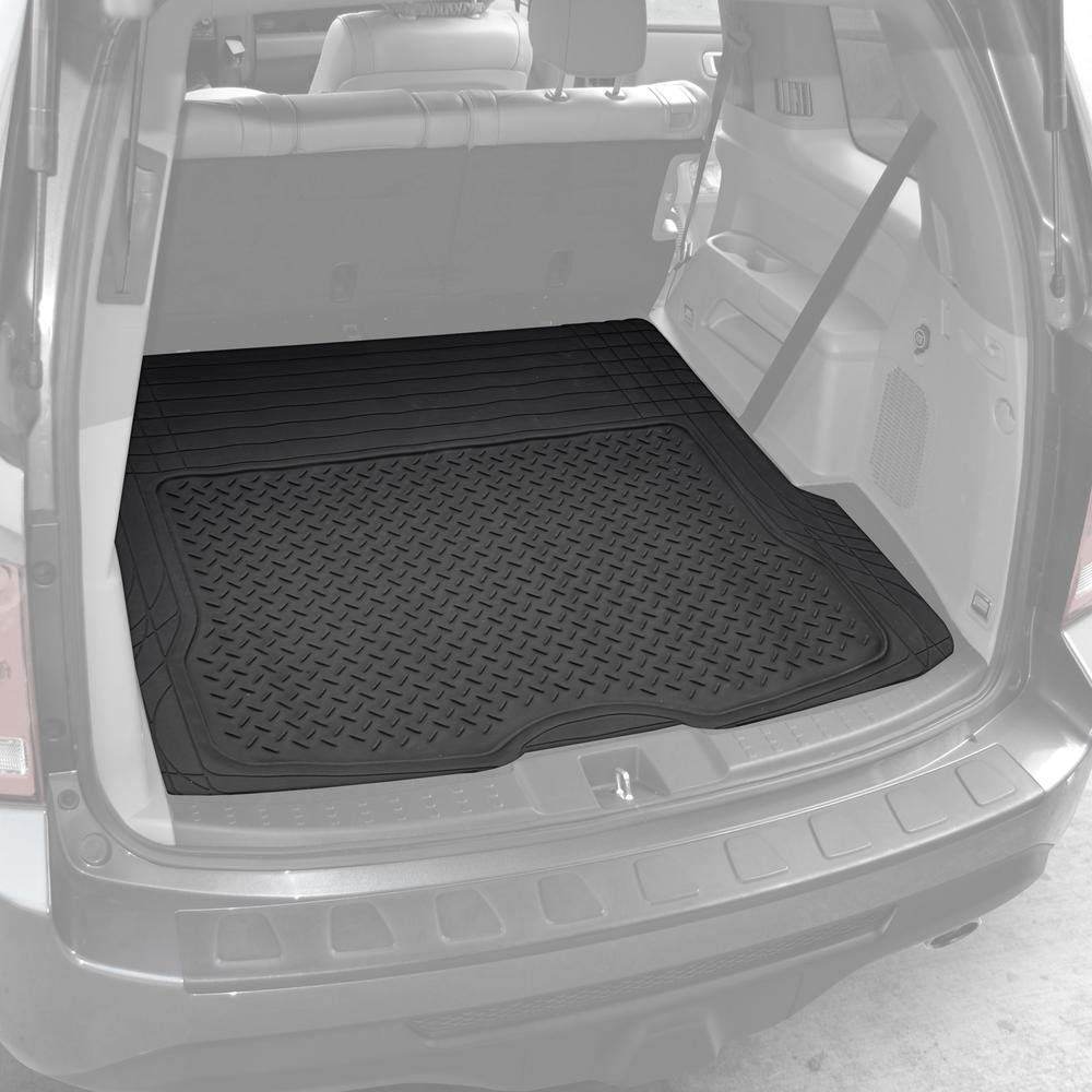 BDK OF-554 Universal All-Weather Rubber Car Floor Mats - Front & Rear Set with Trunk Liner for Sedans, SUVs & Vans | Heavy Duty Non-Slip Protection | Perfect for Daily Commute, Road Trips & Family Adventures