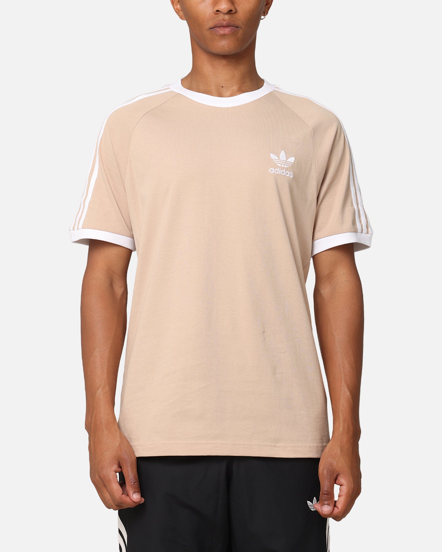 Adidas Classics 3 Stripes T-Shirt for Men - Magic Beige Cotton Casual Tee | Streetwear, Gym & Everyday Wear