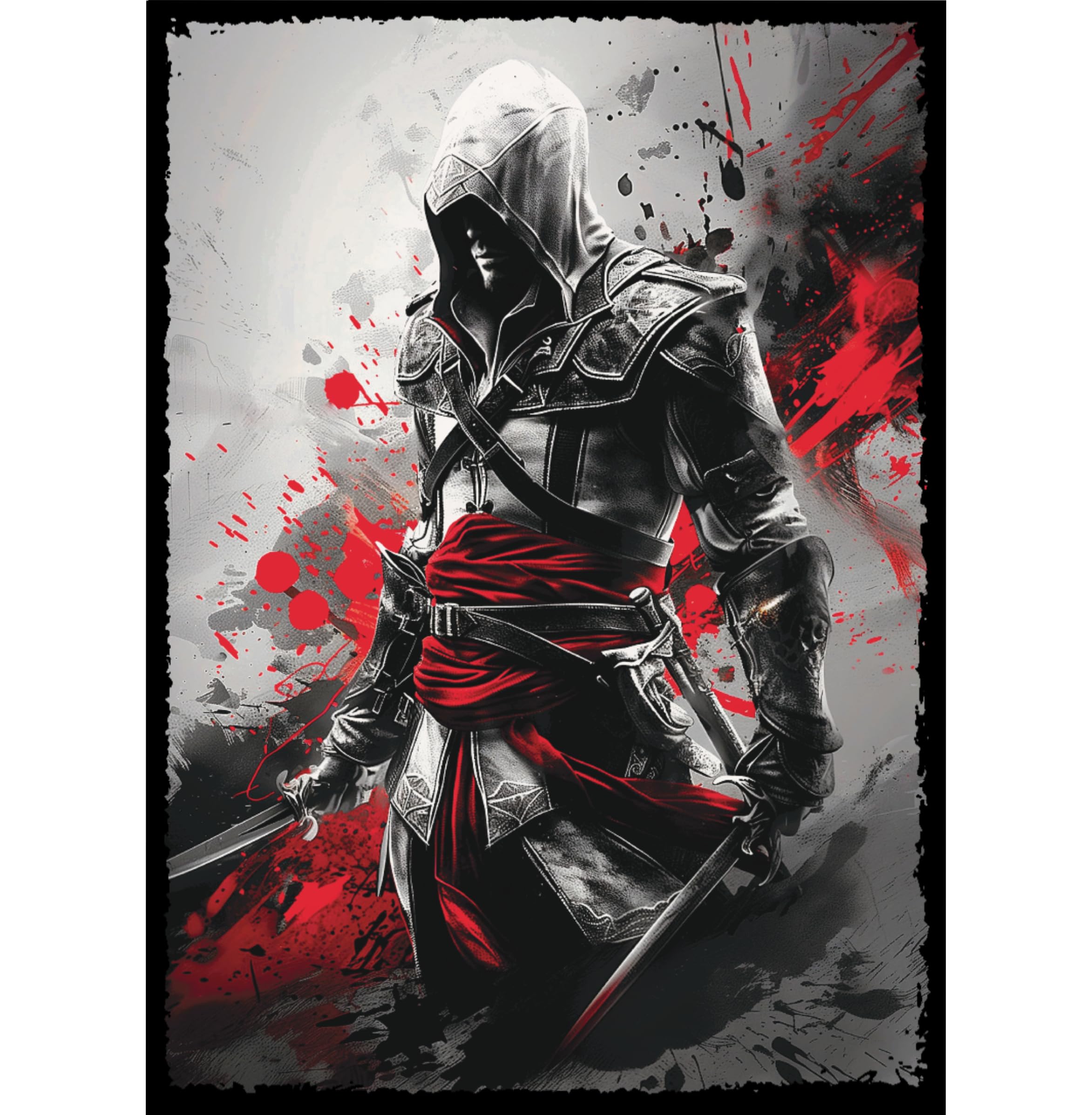 Digital Sorcery Studio Assassin Black/Red Splatter Card Game Sleeves - 100 Pack - Premium Quality MTG & TCG Card Protectors - Perfect for Magic: The Gathering, Yu-Gi-Oh, and Collectible Card Games - Ideal for Tournaments, Game Nights & Card Collection Protection