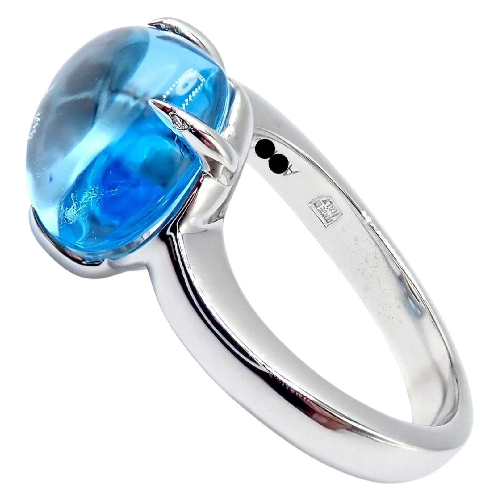 Authentic Bulgari 18k White Gold Mediterranean Eden Blue Topaz Ring - Size 6 | Luxury Jewelry for Women, Elegant Gift for Anniversary, Engagement & Special Occasions