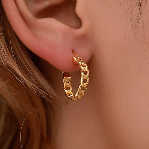 RELOVET Geometric Hollow Hoop Earrings for Women - Dainty Gold Studs, Minimalist Chic Everyday Jewelry | Perfect for Office, Date Night & Casual Outfits