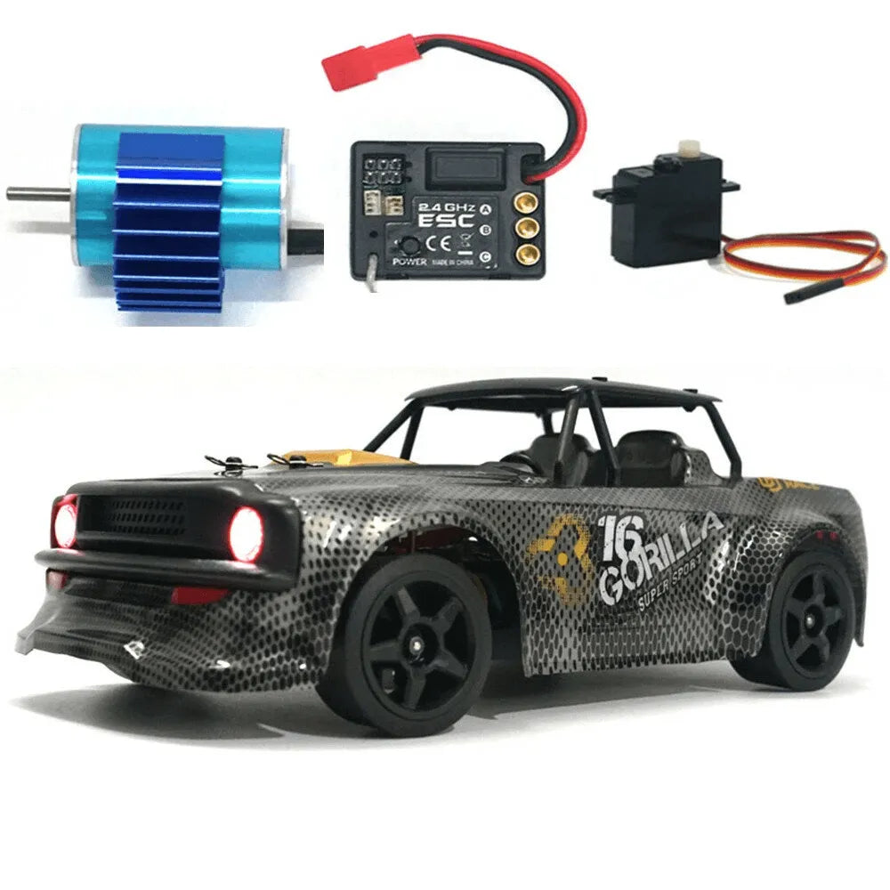 SG 1604PRO 1/16 Scale 2.4GHz RC Drift Car - 30km/h High Speed, Brushless Motor, Grey Gold Color - Perfect for Indoor Racing, Backyard Drifting & Hobbyist Competitions