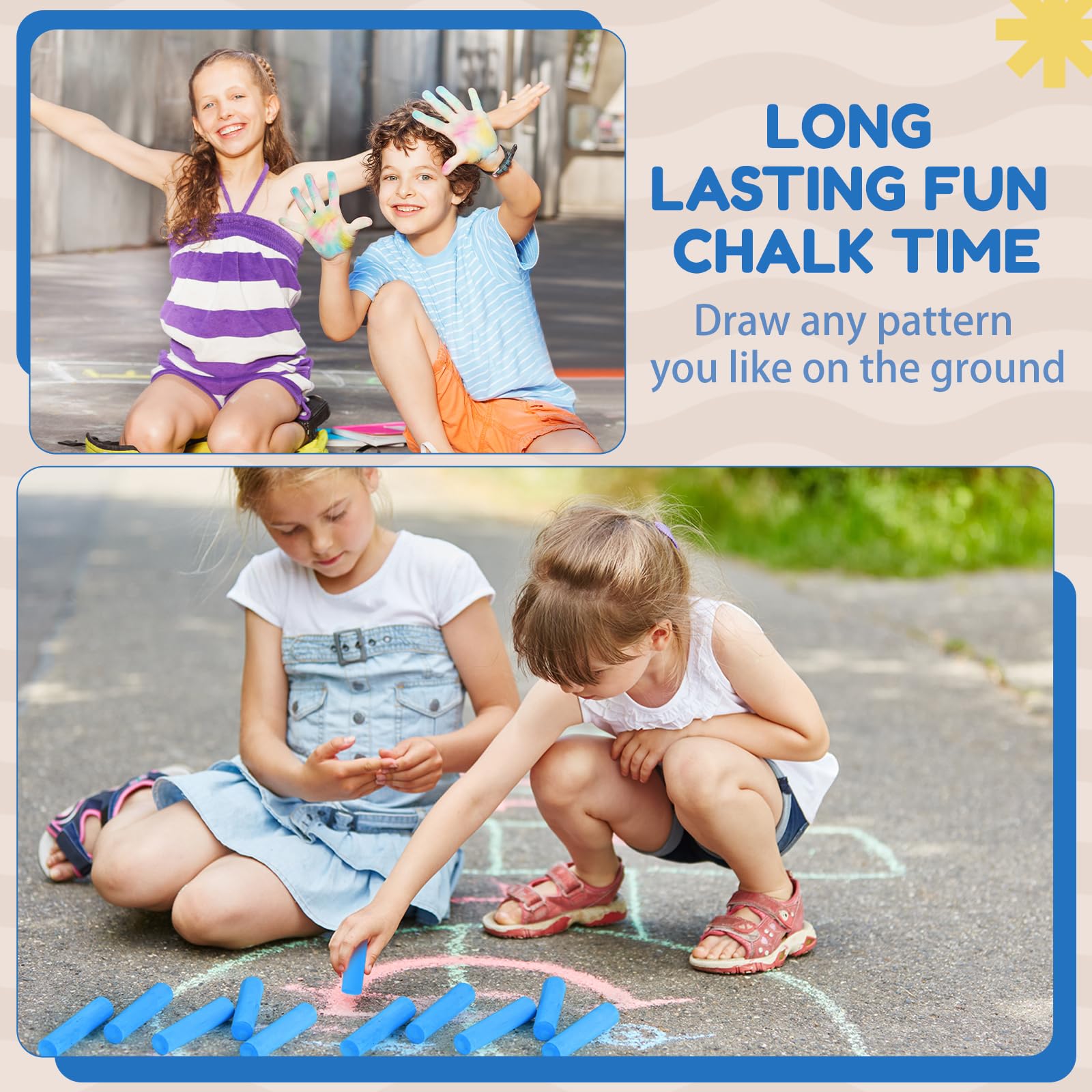 Fulmoon 40 Pcs Jumbo Sidewalk Chalk for Kids - Non Toxic, Washable Outdoor Chalk for Drawing, Painting & Graffiti - Large Round Street Chalk in Blue - Perfect for Classroom, Park & Driveway Art Activities